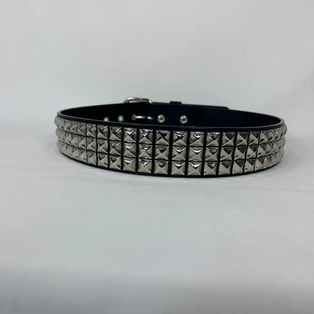 Black Triple-Row vStudded Belt  Punk / Grunge Alternative Waist Band (S/M)